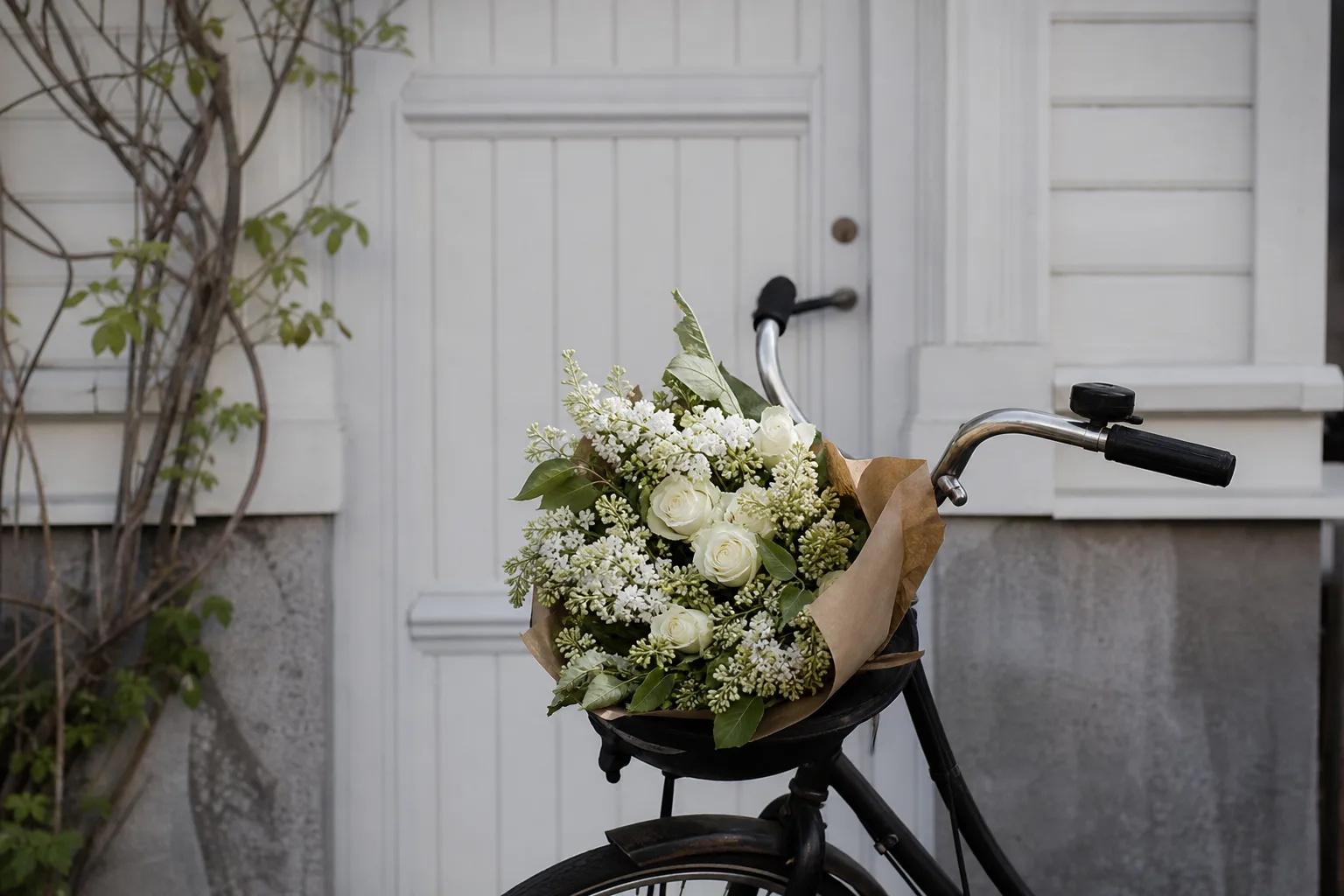 Höga sommarblommor i en enkel vas, fotograferade i naturligt ljus.